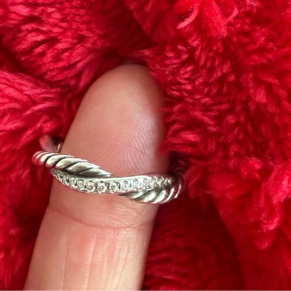 David Yurman Jewelry - David Yurman Silver Twisted Infinity Ring with Pave Diamonds.